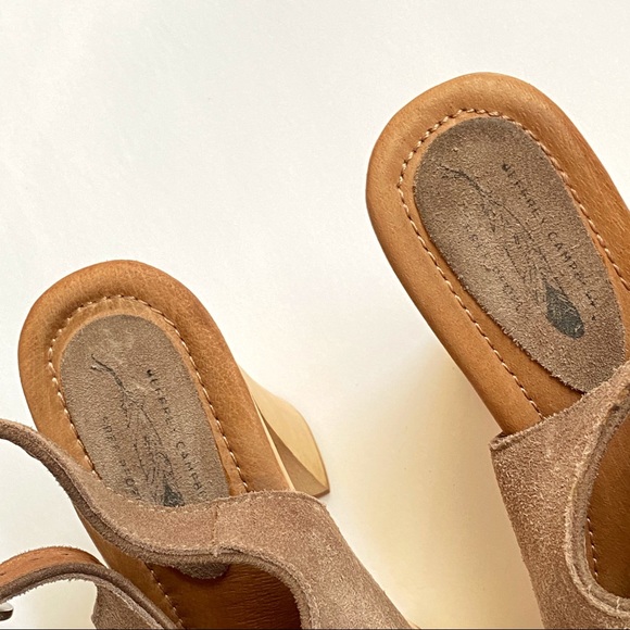 Free People Jeffrey Campbell sweet Jane taupe tan suede wood platform clog heels - Picture 8 of 13